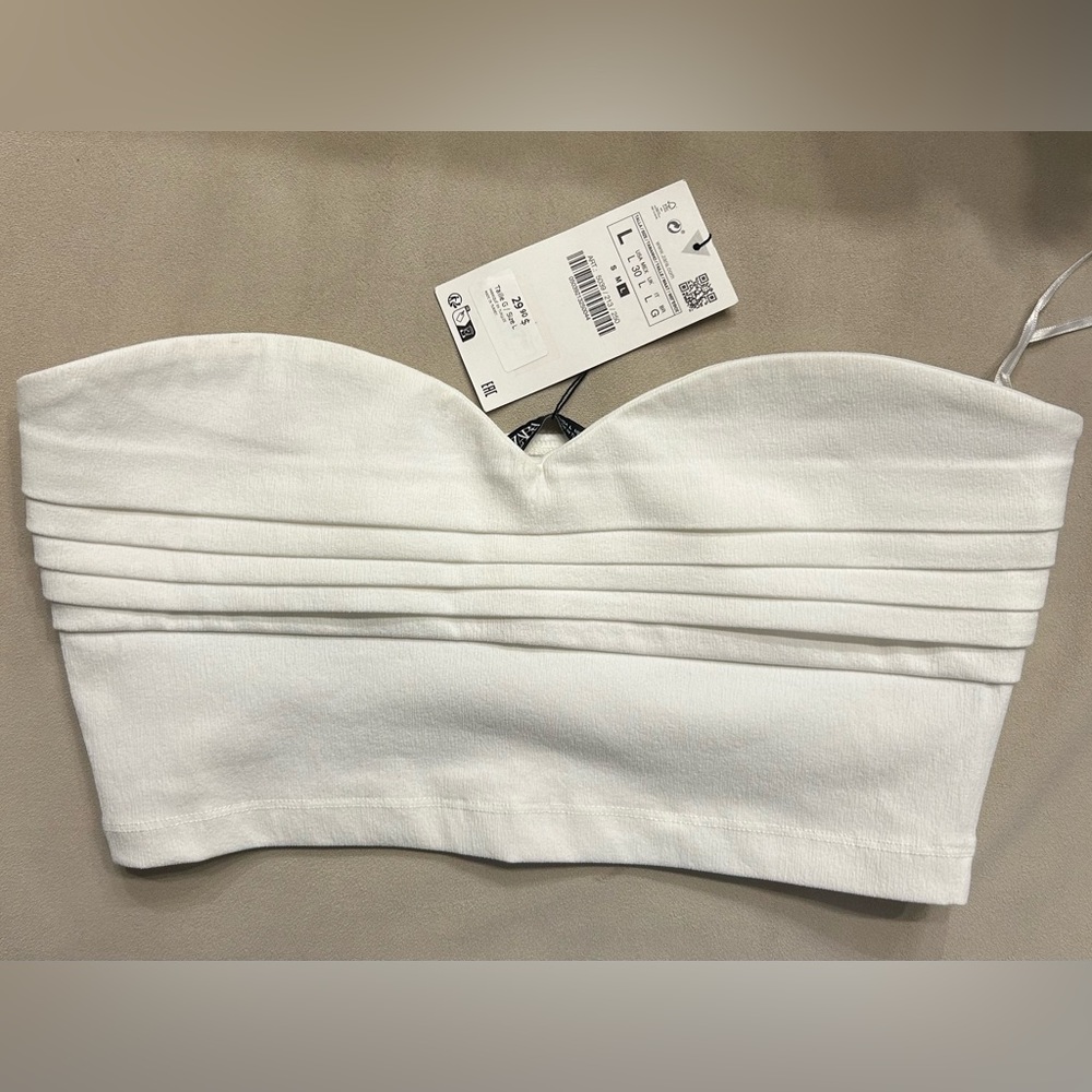 Zara White Strapless Pleated Corset Top